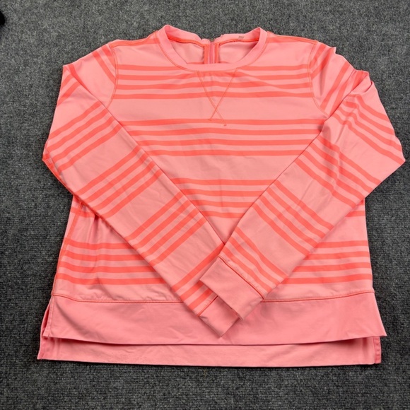 LULULEMON Women’s Lululemon Run: Warm Up Crew Ocean Stripe Coral /Orange size 10 - Picture 1 of 11